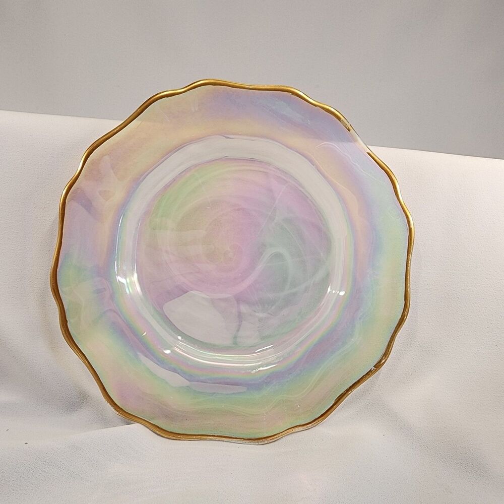 Iridescent Plate Scalloped Gold Trimmed Edge 8"